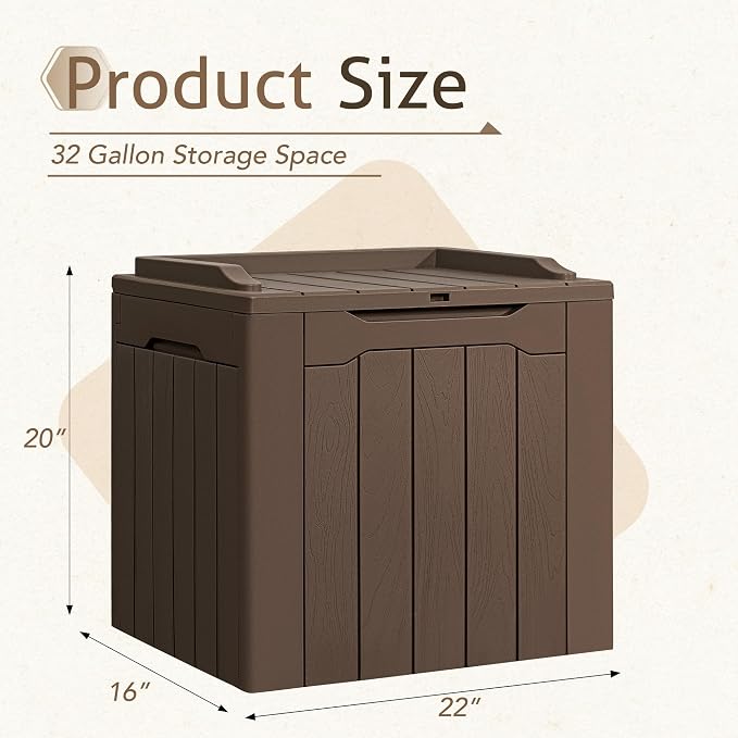 Flamaker Deck Box 31 Gallon Waterproof Resin Small Deck Box - Image 5