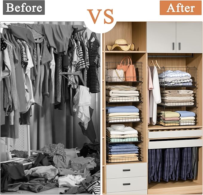 Yociyoga 5-Tier Stackable Closet Organizers and Storage Shelves, Closet Shelf - Image 8