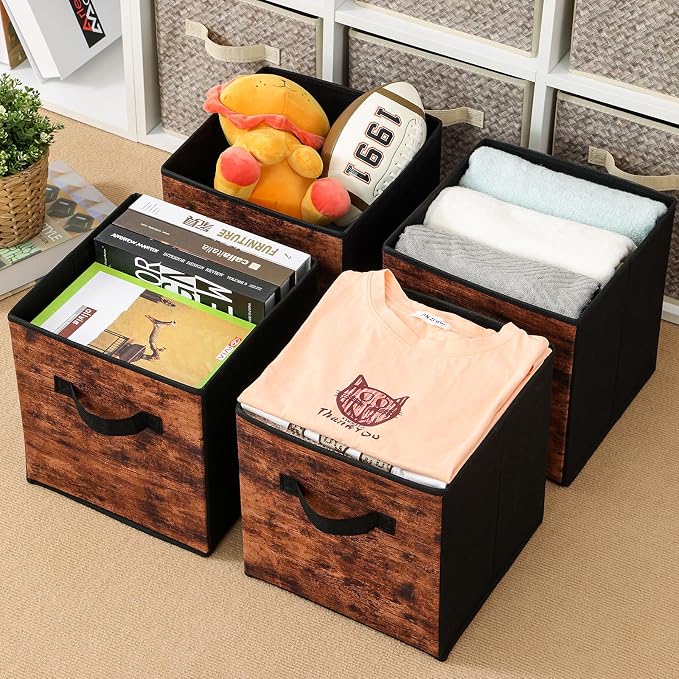 Stero Fabric Storage Cubes, 3 Pack Foldable Storage Bins - Image 6
