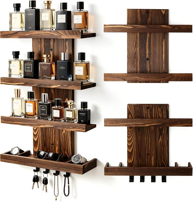 Cologne Organizer for Men, Wall-Mounted Perfume Storage Display Shelf | Wooden by RSSCIIIUL