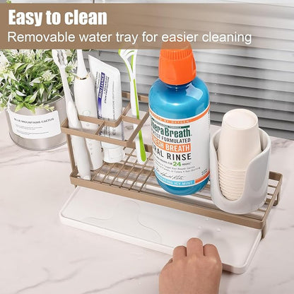 Toothbrush Holders Toothpaste Organizer Bathroom Accessories, 4 Slots, - Image 3