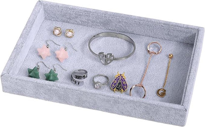 Mornajina 9" x 5.7" Velvet Jewelry Tray Jewelry Display Tray, Stackable Empty - Image 3
