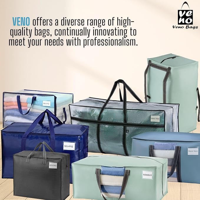 VENO 2 Pack Clear Moving Bags Heavy Duty, 90L Extra Large Transparent Storage - Image 8