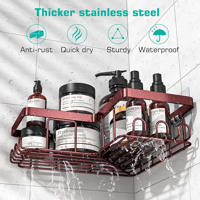 YASONIC Corner Shower Caddy, Rustproof Stainless Steel, No Drilling Wall - Image 3