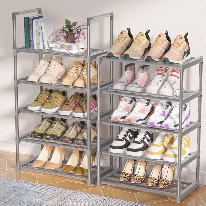 OYREL 10-Tier Metal Shoe Rack, Narrow Shoe Rack Organizer, Sturdy Shoe Shelf - Image 6