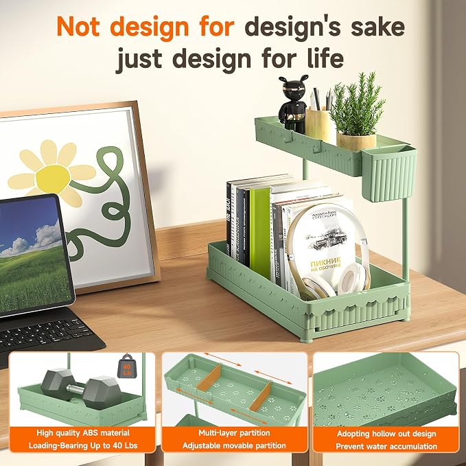 Sevenblue 3 Pack Multi-Purpose Pull-Out Storage Organizers, 2-Tier L-Shaped - Image 5
