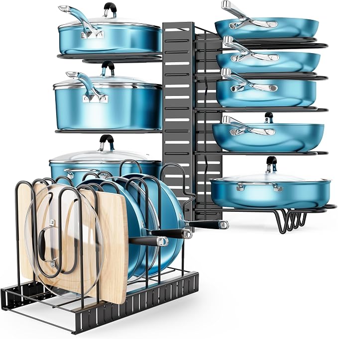 ORDORA Pots and Pans Organizer for Cabinet 16.61 Height 2 Pack, 8 Tier Pot - Image 5