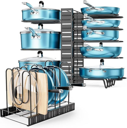 ORDORA Pots and Pans Organizer for Cabinet 16.61 Height 2 Pack, 8 Tier Pot - Image 5
