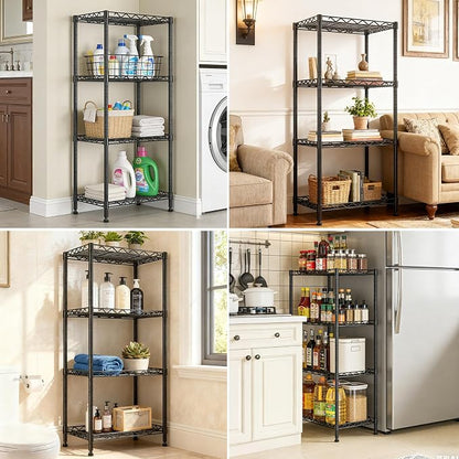 4-Tier Wire Shelf Metal Rack, Narrow Wire Shelving Unit, Small Wire Shelf | - Image 4