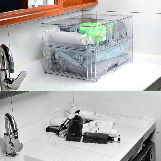 Stackable Storage Drawers, High-strength Clear Plastic Multi-purpose Organizer - Image 8