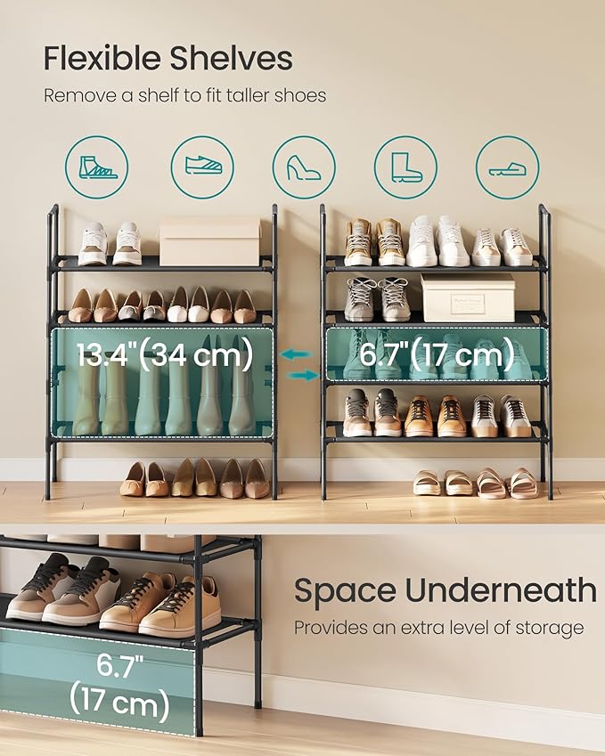SONGMICS 4-Tier Shoe Rack, Shoe Storage - Image 5