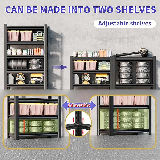 Garage Shelving Unit Rustproof 72" H3000bls Heavy Duty Storage Shelves Easy - Image 6