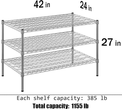 24" Deep x 42" Wide x 27" Height Wire Shelving Kit | 3-Tier | NSF Commercial - Image 3