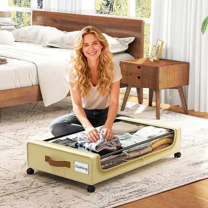 GoMaihe Under Bed Storage with Wheels:48L Underbed Storage Containers with Lids - Image 8