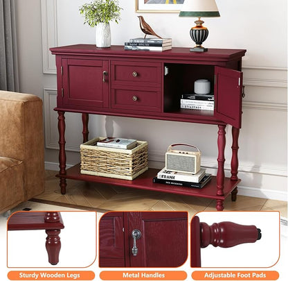 ARTPOWER Console Table with 2 Drawers, Retro Entryway Table with 2 Door - Image 8