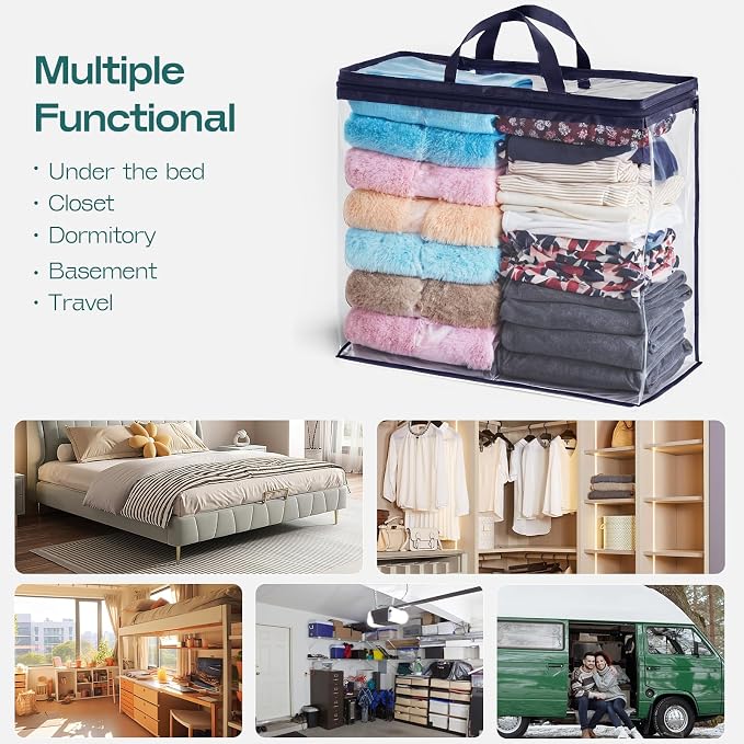 10 Pack Clear Storage Bags for Clothes, 22L Blanket Storage Bags, Under Bed - Image 8