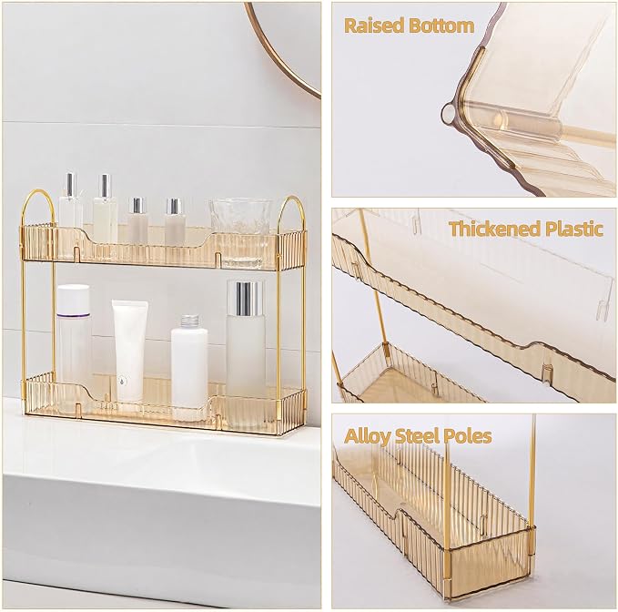 YCIA&DONE 2 Tiers Narrow Vanity Makeup Organizer, Bathroom Organizers - Image 3