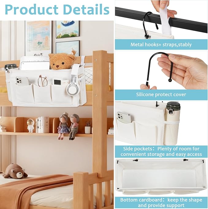 Loghot Bedside Caddy/Bedside Storage Bag Hanging Organizer - Image 3