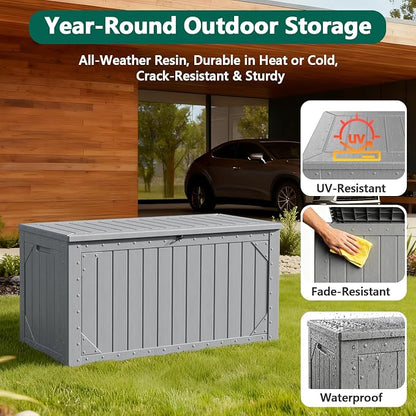 Outdoor Storage Box, 98 Gallon Deck Box, Outdoor Storage Bench, Waterproof - Image 2