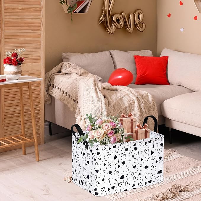 MAIZMZ Girls Empty Gift Basket Heart Print Storage Cube - Image 8