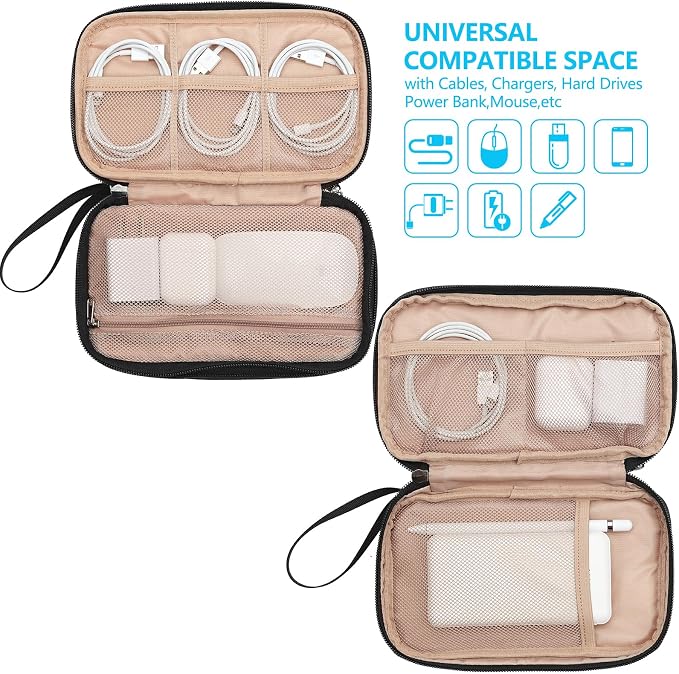 NISHEL Travel Cord Organizer Case, Double Layers Tech Electronic Bag, Essentials - Image 2