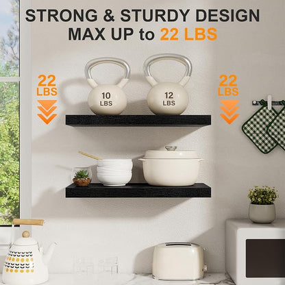Black Floating Shelves 22.5 Inch Long, 8 Inch Deep Floating Shelf Wall Mounted - Image 4