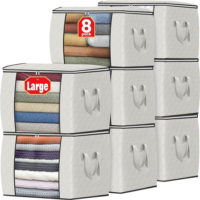 Fab totes 24 Gallons Clothes Storage, Foldable Thick Fabric Blanket Storage Bags by Fabtotes