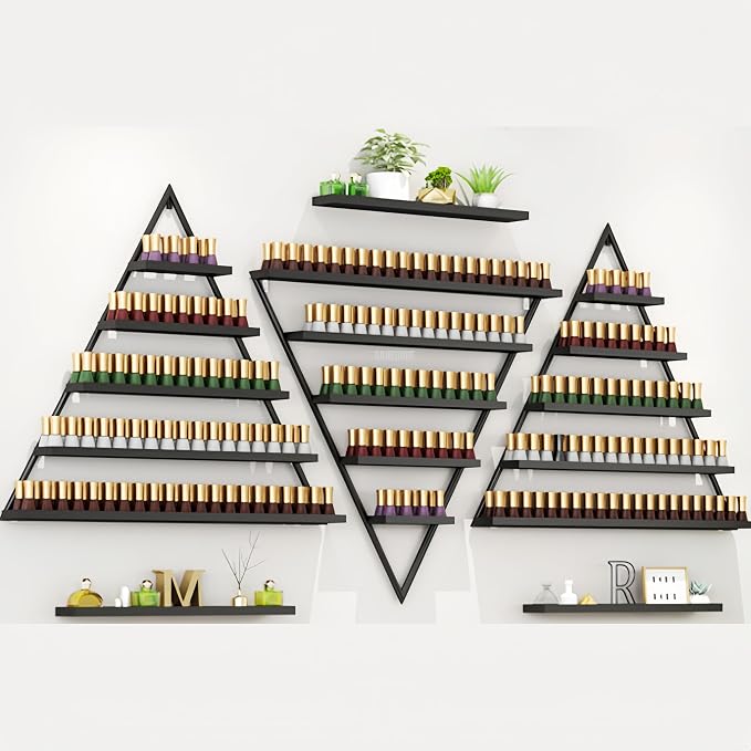 Elegant Gold Wall Mounted Nail Polish Rack by Unknown