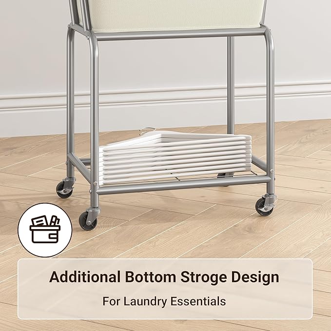 ELYKEN Laundry Cart with Wheels, Rolling Laundry Hamper with Removable Bag and - Image 6