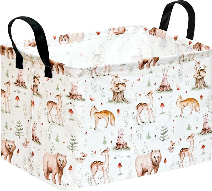 MAIZMZ Kids Storage Basket, Jungle Animals Print, Waterproof Lining, Leather by Unknown