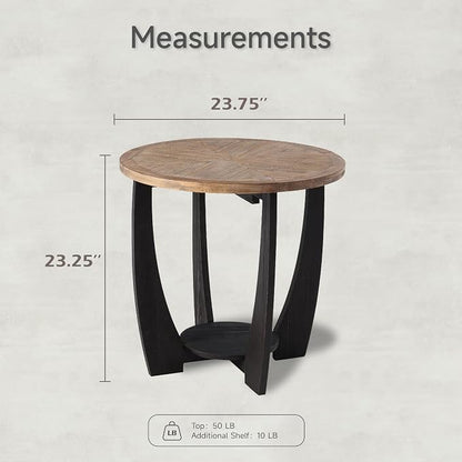 COZAYH Set of 2 Rustic Farmhouse End Tables - Image 3