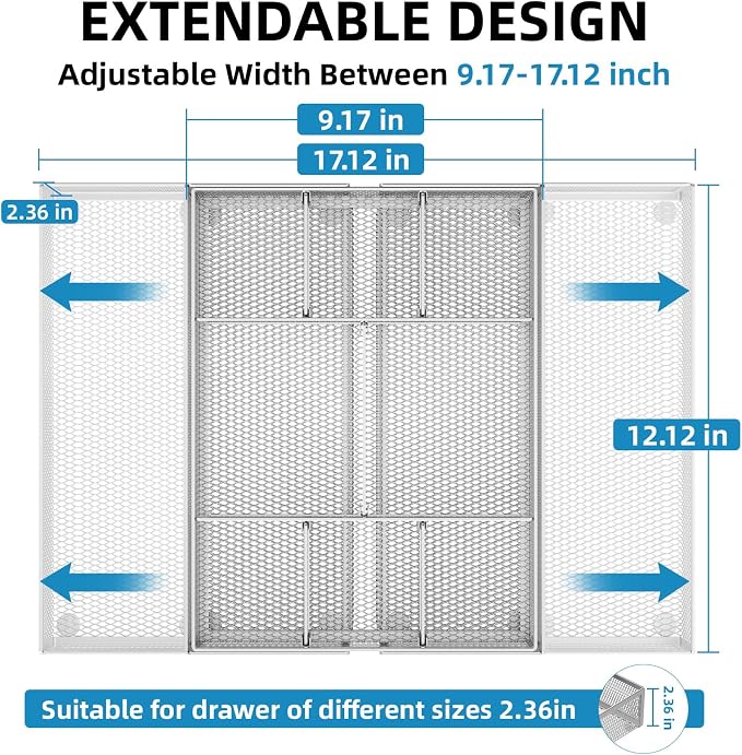 Marbrasse Expandable Desk Drawer Organizer, Mesh Tray - Image 2