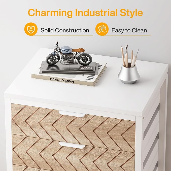 Tribesigns 5-Drawer File Cabinet, Wood Mobile Storage Unit, - Image 5