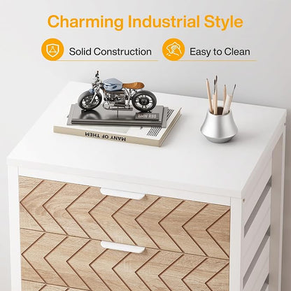 Tribesigns 5-Drawer File Cabinet, Wood Mobile Storage Unit, - Image 5