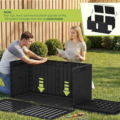 Devoko 100 Gallon Outdoor Storage Box, Waterproof Resin Deck Box - Image 4