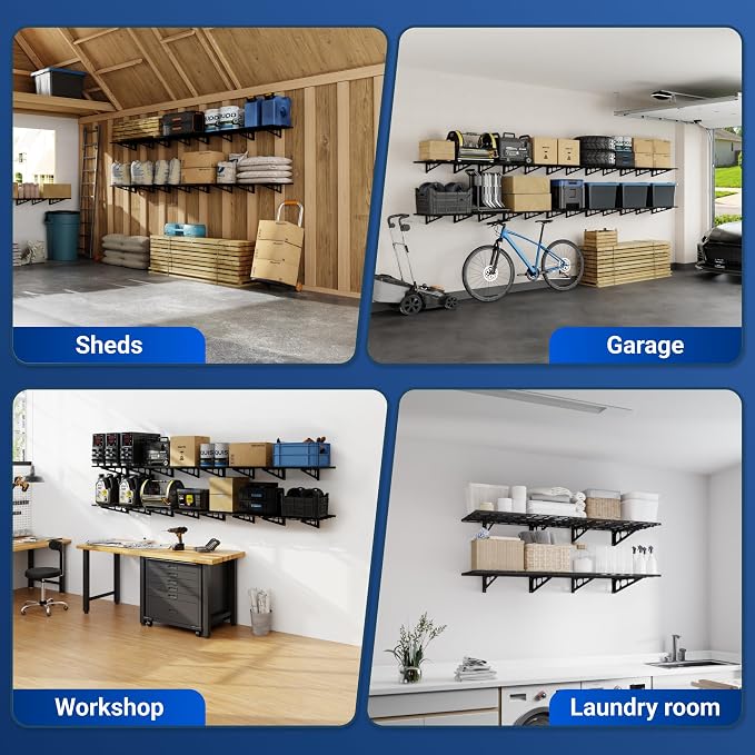 FLEXIMOUNTS 2-Pack 2x4ft 24-inch-by-48-inch Wall Shelf Garage Storage Rack Wall - Image 9