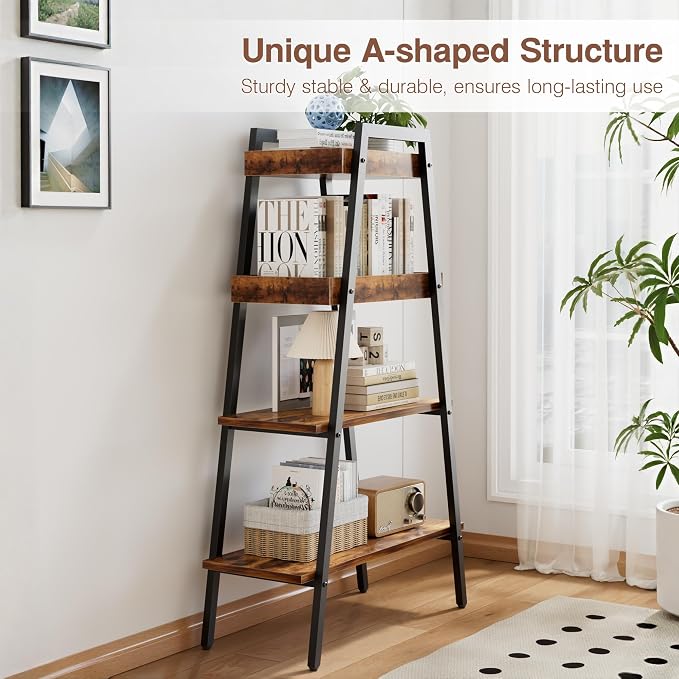VECELO Ladder Shelf, 4-Tier Bookshelf - Image 5
