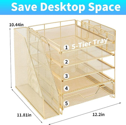 Desk Organizers and Accessories, 5-Tier Paper Letter Tray Organizer - Image 2