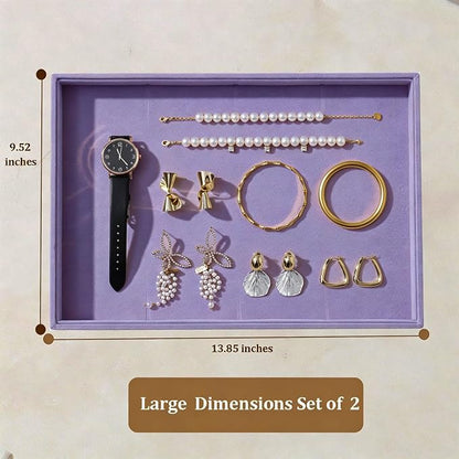 Large Velvet Jewelry Tray 2 Pack Stackable Jewelry Display Drawer Inserts Trays - Image 4