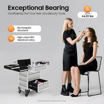 Rolling Makeup Train Case with Drawers, Portable Rolling Makeup Cart with Wheels - Image 6