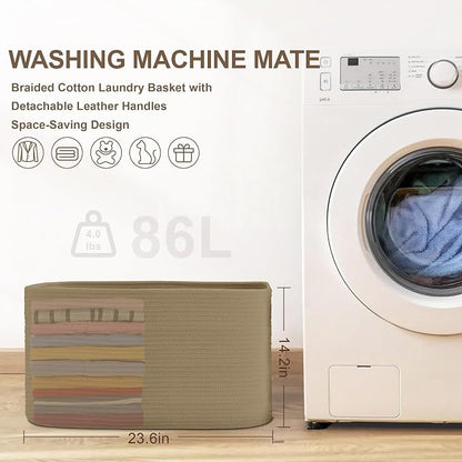 86L Large Wicker Laundry Basket - Image 8