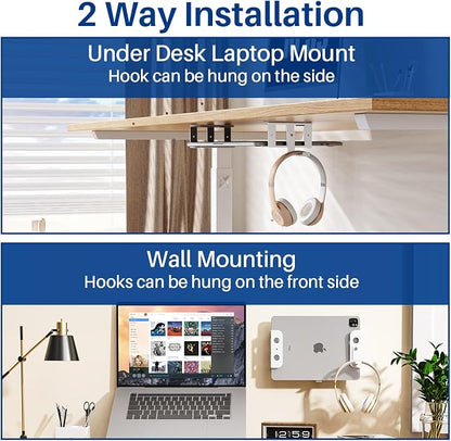 BYMECOST Under Desk Laptop Mount, Metal Under Desk Storage Holder, - Image 2