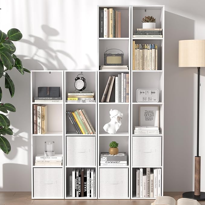 White Cube Shelf, 6 Cube Storage Organizer, 6-Tier Freestanding Low Bookshelf - Image 8
