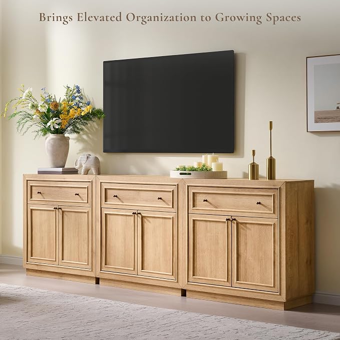 ACCOHOHO Modern Farmhouse Buffet Cabinet, 94.5" Sideboard Credenza, Modular - Image 7