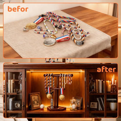 Wooden Baseball & Softball Drip Necklace Holder, Championship Ring Display Stand - Image 2