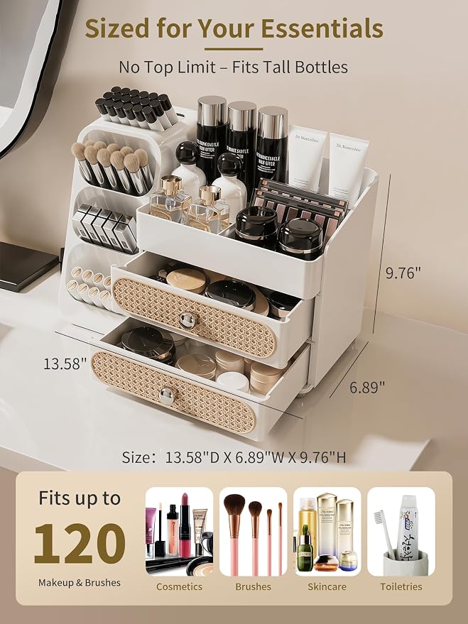 Booklov Makeup Organizer for Vanity, Large Capacity Cosmetic Display Case - Image 2