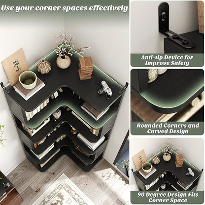 Armocity Corner Book Shelf, 6-Shelf L Shaped Corner Bookshelf - Image 5