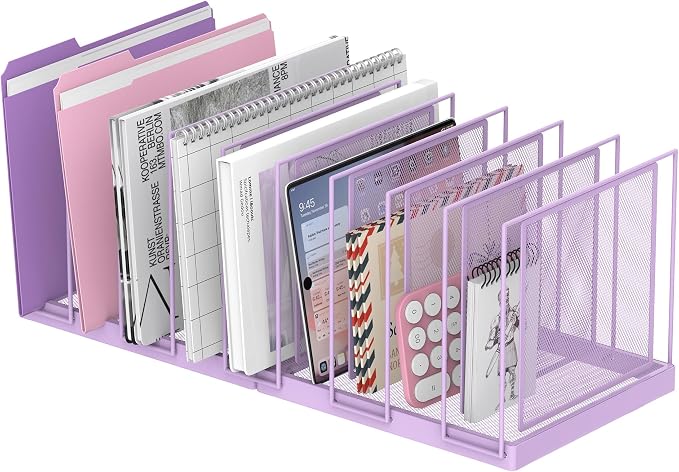 9-Section Desk File Organizer, Vertical File Holder, Mesh Desktop File Folder by JMHUD