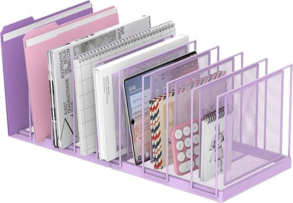 9-Section Desk File Organizer, Vertical File Holder, Mesh Desktop File Folder by JMHUD