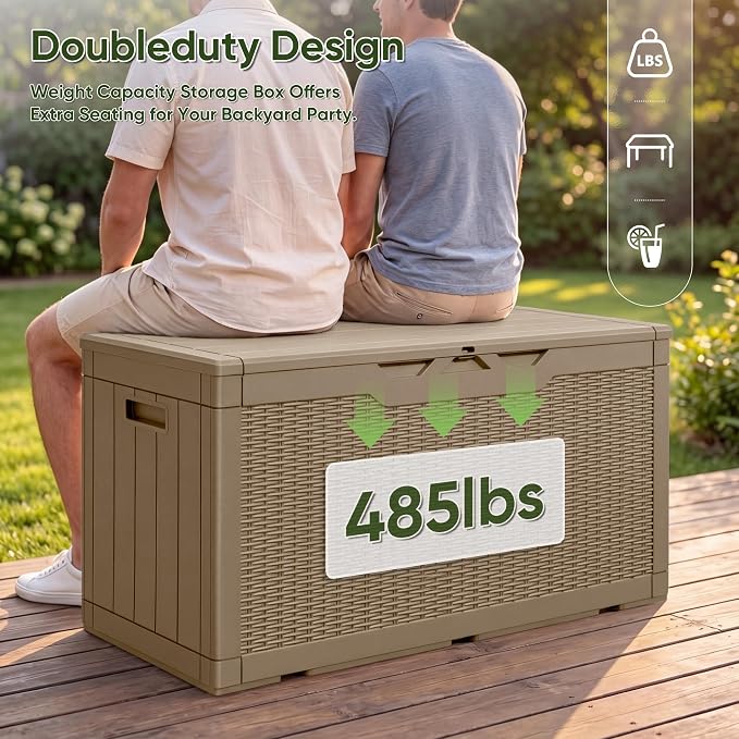 Flamaker Outdoor Storage Box 100 Gallon Waterproof Resin Deck Box Delivery Box - Image 3